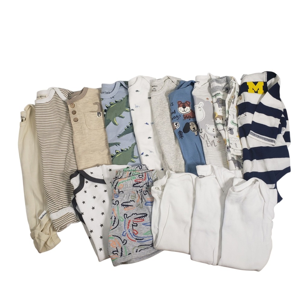 Baby Boy Bodysuit Clothes Bundle 0-3 Months Outfits Lot